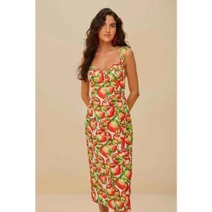 Farm Rio Off White Apple LENZING ECOVERO EUROFLAX Midi Dress Women's Size S